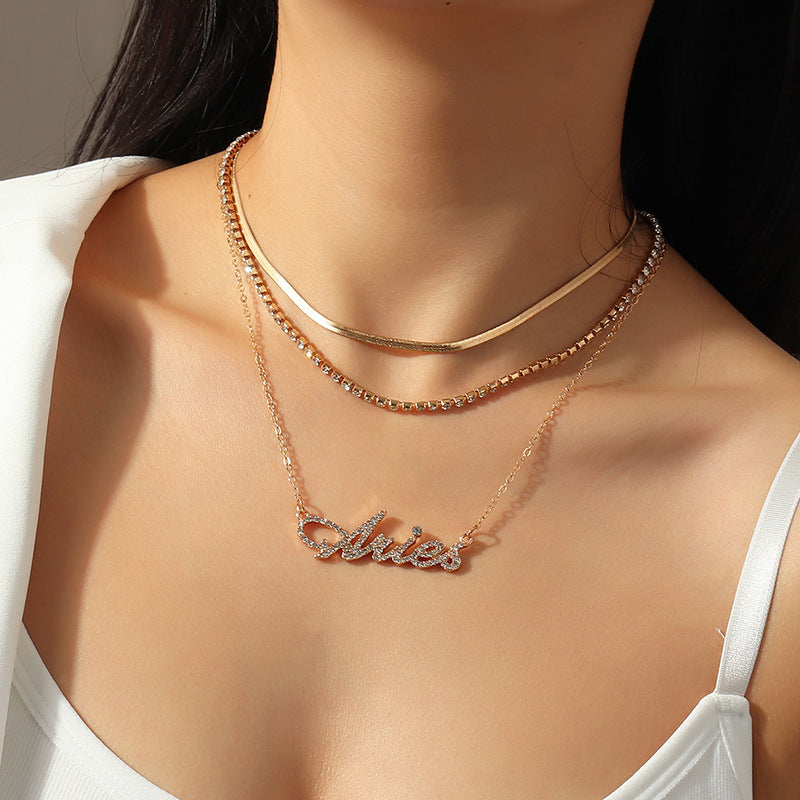 Multi-layer Diamond Necklace Necklace Zodiac Constellation Necklace