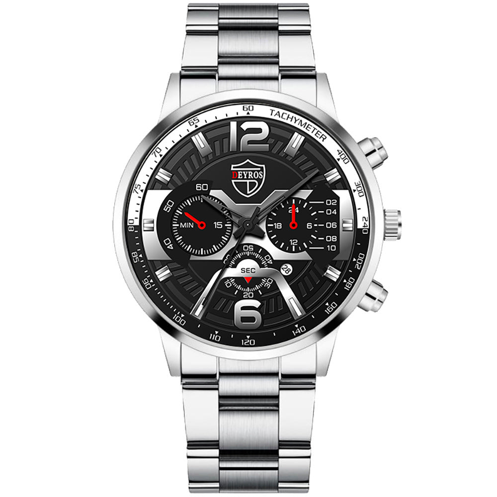 Men's Stainless Steel Calendar Quartz Watch