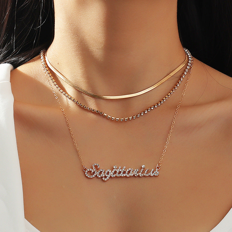 Multi-layer Diamond Necklace Necklace Zodiac Constellation Necklace