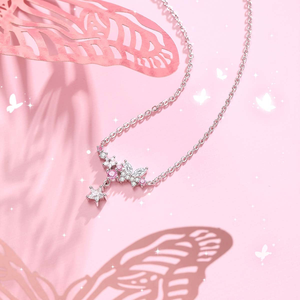 Sterling Silver Necklace Female Design Butterfly Pursuing A Dream